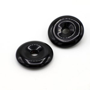 Genuine Black Onyx Round Donut Pendant 30mm 1pcs