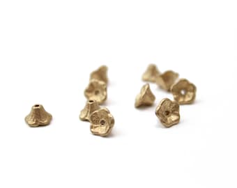 Matte Gold Over Czech Glass Floret Caps for Jewelry 5x7mm 10pcs