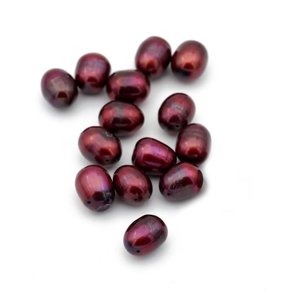 Oval Red Freshwater Pearls Genuine Pearls 8x10mm 6pcs