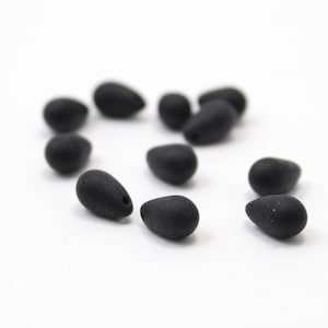 Matte Black Crystal Teardrop Briolettes 6x9mm 12pcs