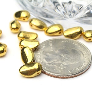 Vintage Swarovski Crystal Gold Leaf Shape Beads 6x9mm 10pcs