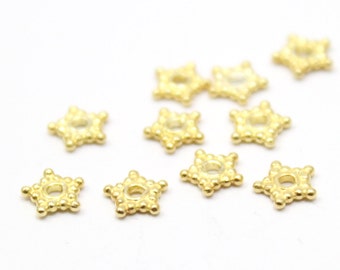 24k Vermeil  Yellow Gold over Sterling Silver 925 Star Spacers for Beads and Jewelry Making 6mm 10pcs