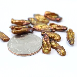 Gold Stickperlen Süsswasser Biwa Stickperlen ca. 5 x 15 mm 6 Stück