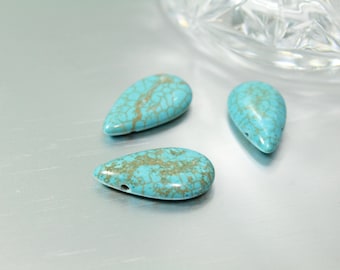 Stabilized Turquoise Top Side Drilled Teardrops Approx. 5x12x20mm 4pcs