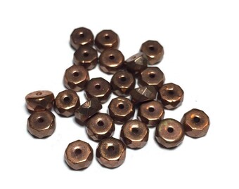 3mm x 6mm Vintage Faceted Copper Rondelles