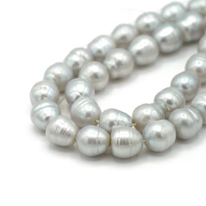 Freshwater Pearls Silver Grey Potato Shaped 9-12mm 6pcs