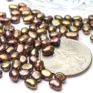 Bronze Freshwater Pellet Pearls Tiny Freshwater Pearls Wholesale Pearls 4x6mm 12pcs