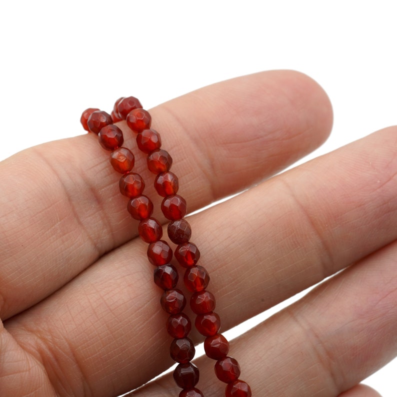 15 Strand of Faceted 4mm Carnelian image 1