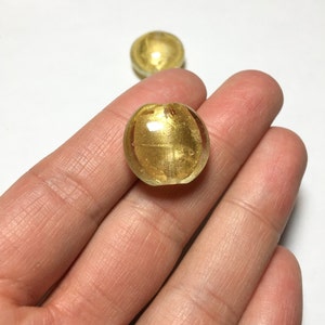 Puffy Round Venetian Murano Glass Gold Foil Beads 20mm 2pcs