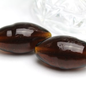 Vintage Brown Glass Oval Tubes 17x32mm 2pcs