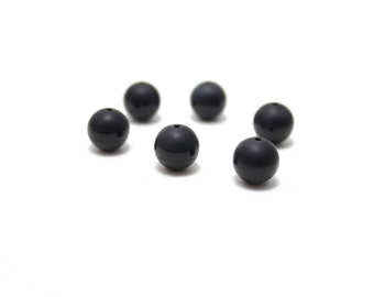 Boules d'onyx noir mat avec rayures brillantes 10 mm 10 pièces