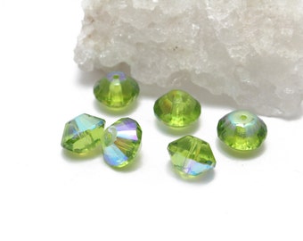 Green AB Rivoli Crystals 8x10mm 6pcs