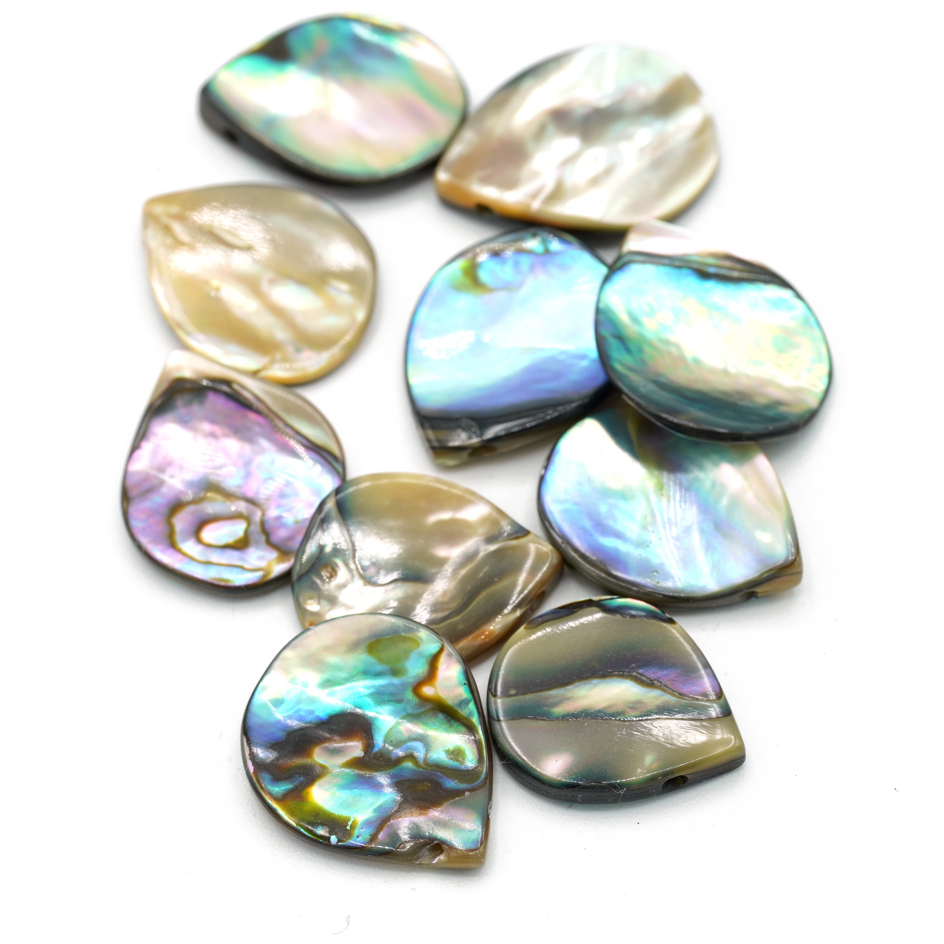 Large Vintage Genuine Abalone Shell Teardrop Shaped Beads 15-18mm 6pcs ...