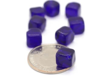 Vintage Cobalt Blue Cube Beads 8x8mm 6 Beads