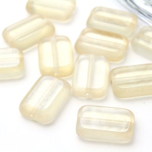 Light Yellow Czech Rectangle Beads Center Drilled 8x12mm 12pcs image 3