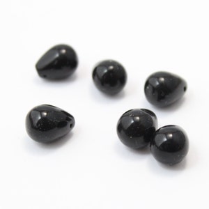 Black Polished Top Side Drilled Teardrop Briolettes 10x12 mm  12 pcs