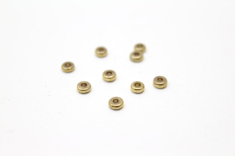 Round Brass Spacer Caps Findings 2x4mm 10pcs image 3