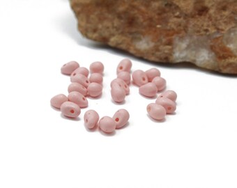 Matte Baby Pink Briolettes. Teardrop Shaped Top Side Drilled 4x6mm 12pcs