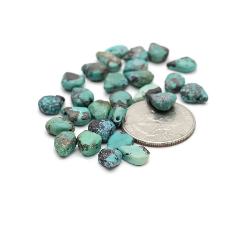 Genuine Turquoise Flat Teardrops Briolette Beads 12-14 mm 2pcs