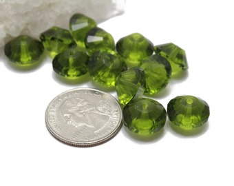 Olive Green Rivoli Crystals 7x10mm 12pcs