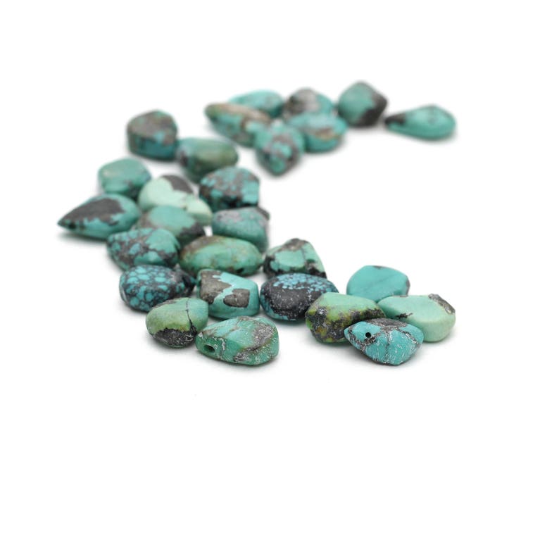 Genuine Turquoise Flat Teardrops Briolette Beads 12-14 mm 2pcs