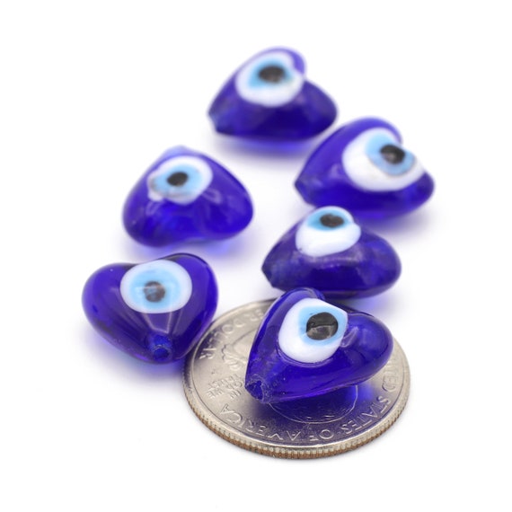 Handcrafted Turkish Evil Eye Lampwork Glass Beads – Cobalt Blue – 2 Pieces – 17mm+
