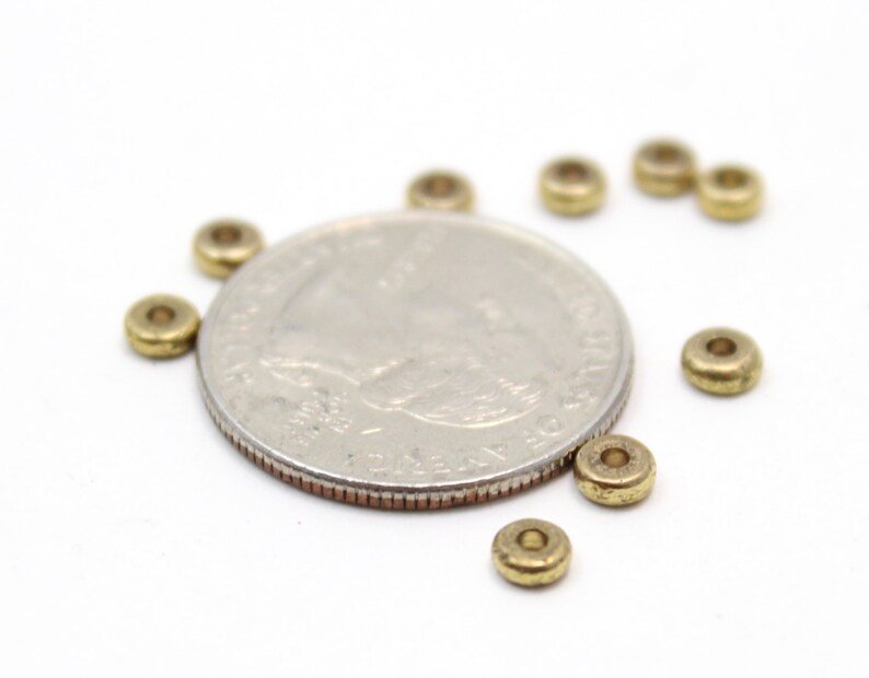 Round Brass Spacer Caps Findings 2x4mm 10pcs image 1