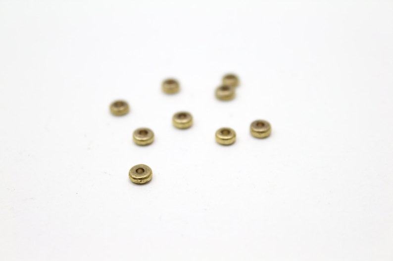 Round Brass Spacer Caps Findings 2x4mm 10pcs image 2