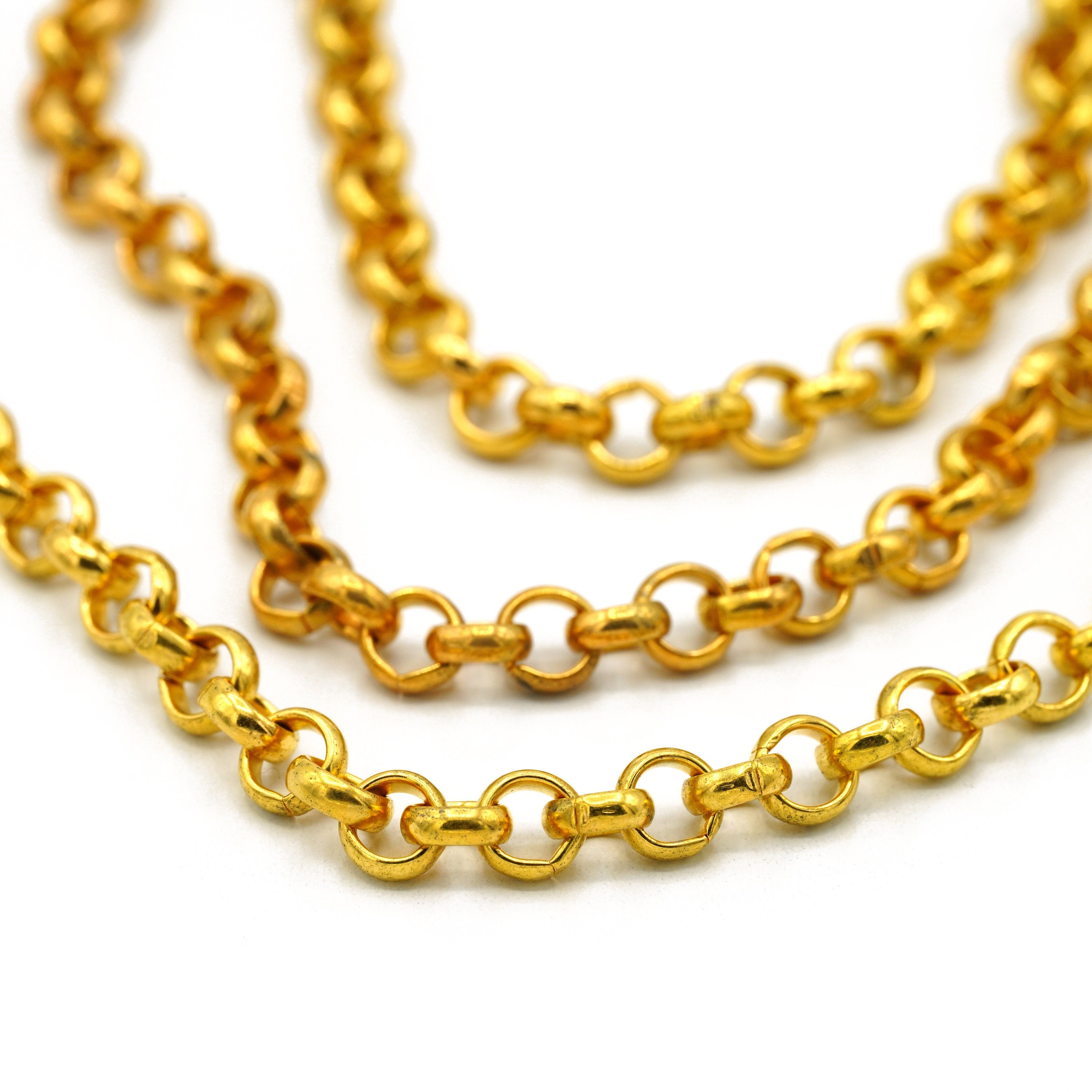 Aurate New York Large Gold Figaro Chain Necklace, Vermeil White Gold, Size 22in