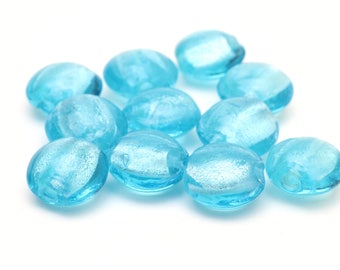 Venetian Glass Turquoise Round Beads 12mm 4pcs