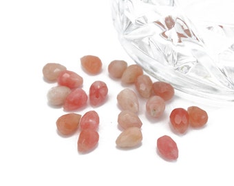 Pale Coral Jade Teardrop Briolettes 7x5mm 15 pcs