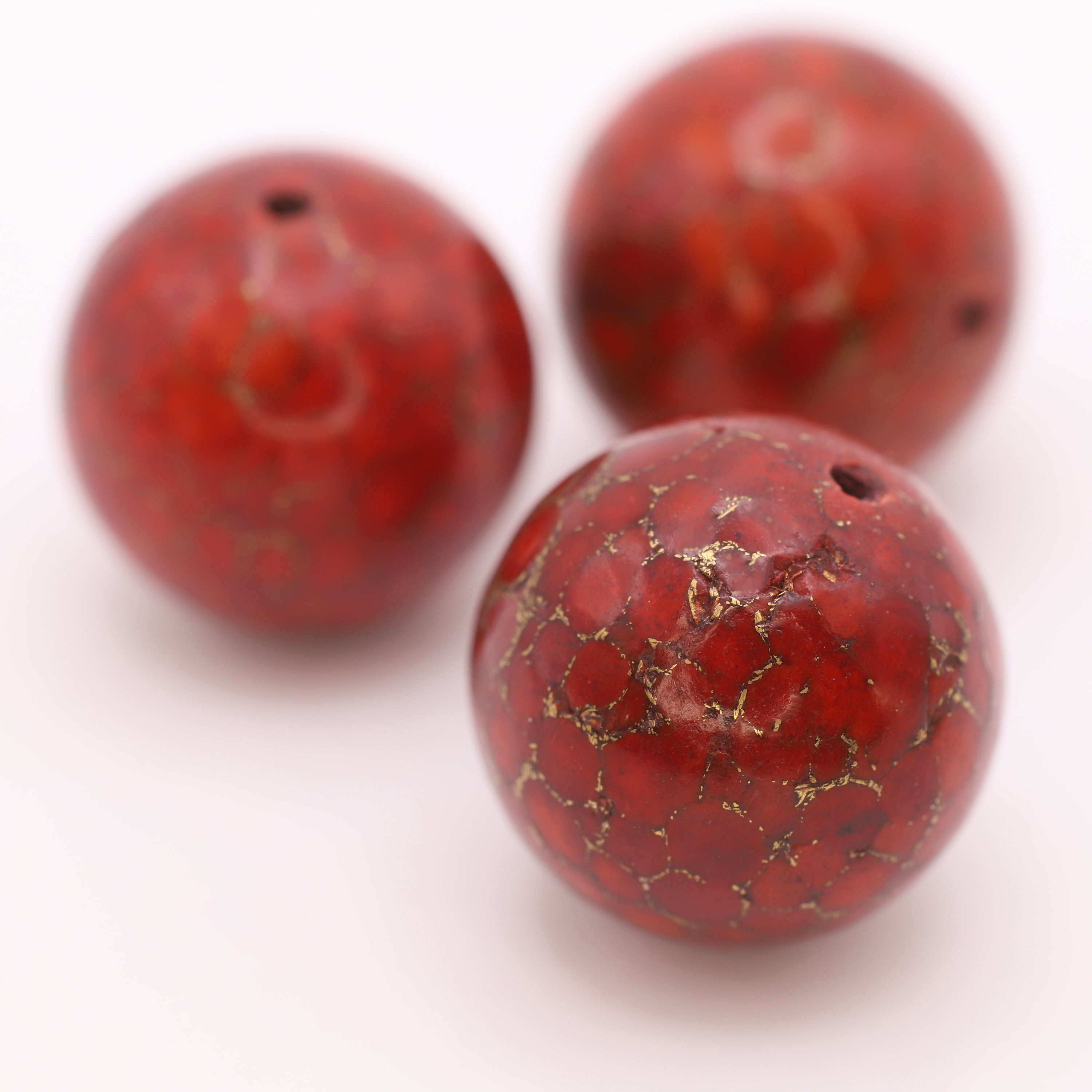 Vintage Large Genuine Turquoise Matrix Round Beads in Red 18mm 2pcs - Etsy