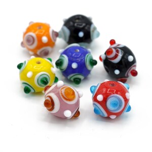 Large Vintage Multi Color Raised Dotted Lampwork Beads Mixed Lot of Lampwork Beads 15-20mm 4pcs