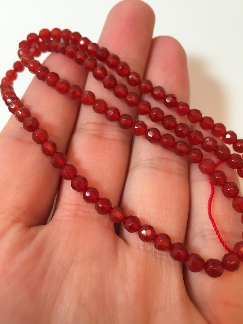 15 Strand of Faceted 4mm Carnelian image 2