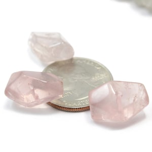 Faceted Rose Quartz Nugget Shaped Beads Approx.15x20mm 3pcs