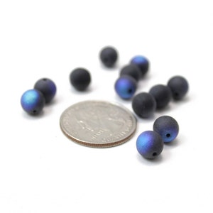 Matte Black Matte Blue Crystal Balls 8mm 6pcs image 4