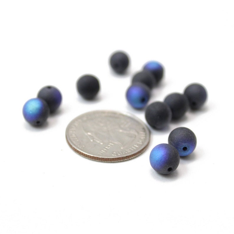 Matte Black Matte Blue Crystal Balls 8mm 6pcs image 4