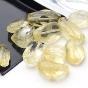 Genuine Natural Yellow Citrine Nuggets Faceted Irregular Shaped 10-15mm 6 pcs