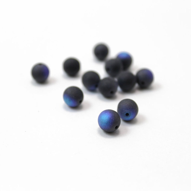 Matte Black Matte Blue Crystal Balls 8mm 6pcs image 2