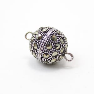Sterling Silver and Marcasite Ball Lock for Jewelry 12mm