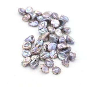 Tiny Peacock Grey Blue Freshwater Keshi Pearls 6-8mm 10 pcs