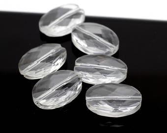 Faceted Oval Shaped Rock Crystal Beads 12x16mm 4pcs