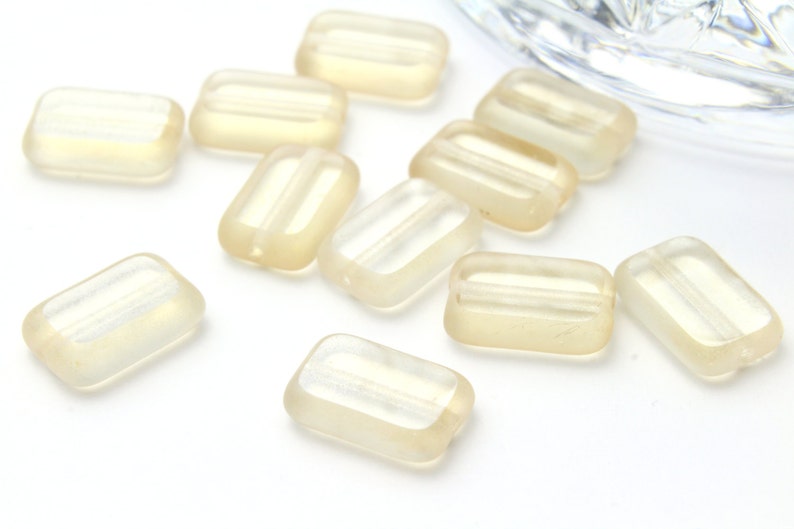 Light Yellow Czech Rectangle Beads Center Drilled 8x12mm 12pcs image 2