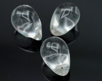 Vintage Extra Large Polished Teardrops Crystal Beads 16x25mm 2pcs