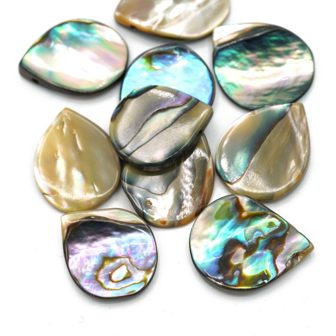 Large Vintage Genuine Abalone Shell Teardrop Shaped Beads 15-18mm 6pcs ...
