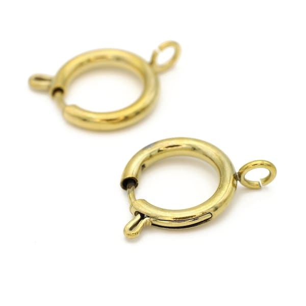 Vintage Extra Large Gold Spring Ring Clasps 18mm 2pcs