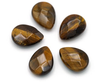 Genuine Faceted Tigers Eye Teardrop Shaped Briolettes 12x16mm 5pcs