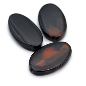 Genuine Black and Brown Agate Oval Stones 22x38mm 2pcs