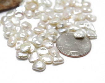 White Freshwater Keshi Pearls 8-10 mm  10pcs