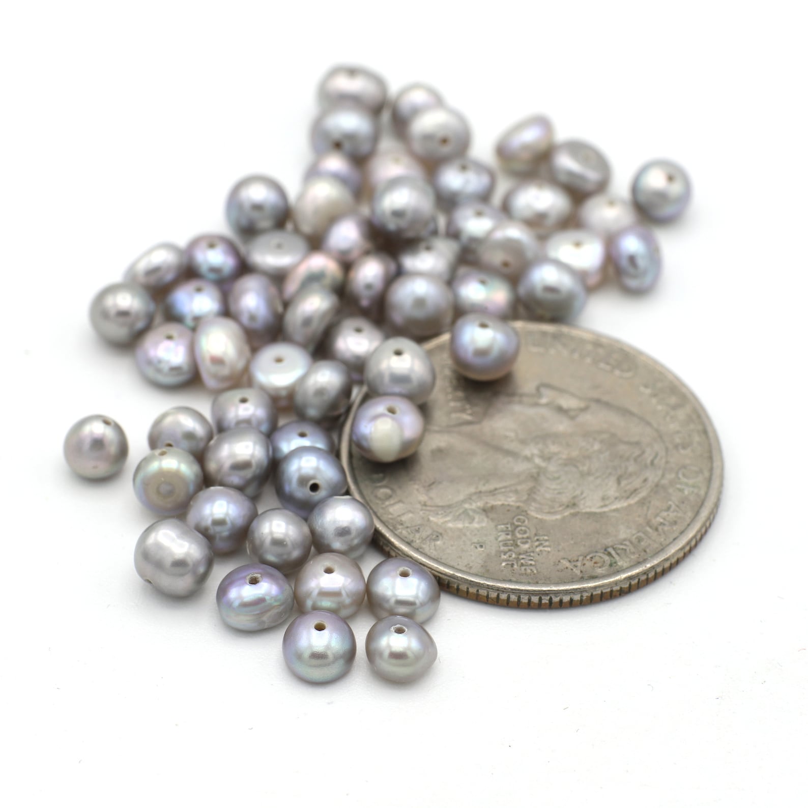 Grey Freshwater Pearls Round Button Shaped Pearls 5mm 10pcs Etsy